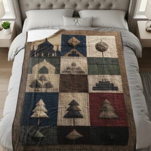 Geometric Patchwork Quilted Multicolored Design Style Blankets