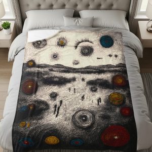 Abstract Landscape With Circles and Figures Design Blankets