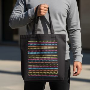 Colorful Alphabet Typography Repeat Pattern Design Tote Bags