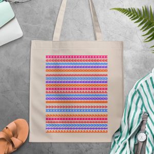 Colorful Alphabetical Repetition Pattern Design Tote Bags