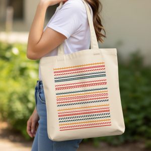 Colorful Striped Letters Artistic Pattern Trendy Tote Bags